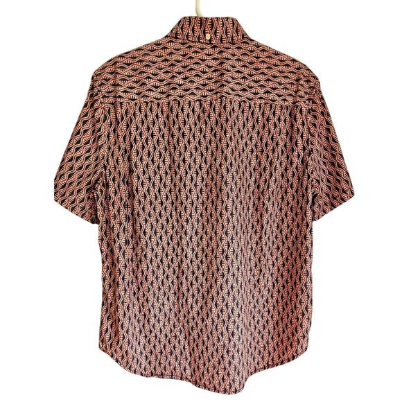 Reyn Spooner Tapa Waves 100% Cotton Woven Button Up Shirt Tailored Mens Sz M - Picture 2 of 6